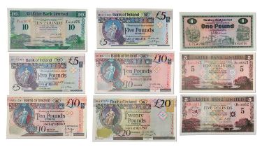 9x Northern Ireland, Banknotes, to include; Northern Bank Limited, £1 1st October 1971; Ulster