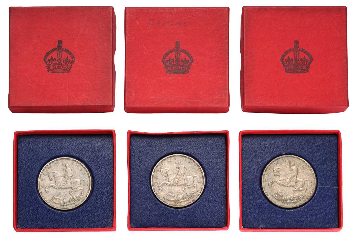 3x George V, Crowns 1935, all specimen issues (Bull 3652, ESC 376, S. 4049) all housed in original - Image 2 of 5