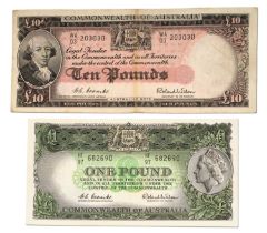 Commonwealth of Australia, £10 note, 1953-54 issue, signatories Coombs and Wilson, serial no. WA/