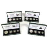4x UK, Silver Proof Britannia Collections 1997, 4 coin sets comprising; 1oz £2, 1/2oz £1, 1/4oz 50p,