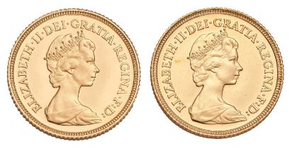 2x Elizabeth II, Half Sovereigns, 1980 proof and 1982; both coins encapsulated and housed in
