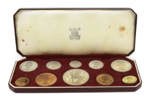 Elizabeth II, 'Coronation' Proof Set 1953, 10 coins from crown to farthing (including English and