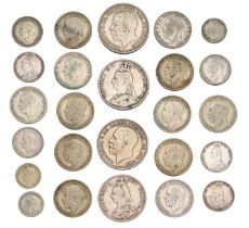 3x Silver Crowns, comprising; Victoria 1889 and (2x) George V 1935; together with an assortment of