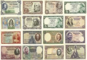 Spain, Banknote Collection; 31 banknotes in total, dating from 1925 to pre-euro, highlights include;