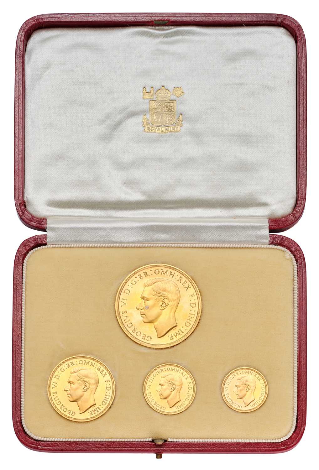 George VI, 'Coronation' Gold Proof Set 1937, 4 coins comprising: five pounds, two pounds, - Image 2 of 15