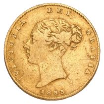 Victoria, Half Sovereign 1853 (Marsh 427, S.3859) hairlines and scratch from Scottish shield to edge