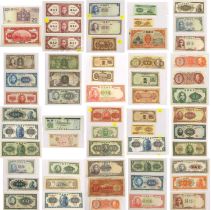 Chinese Banknote Album, containing 64 banknotes, all China issues apart from one Macau issue and one