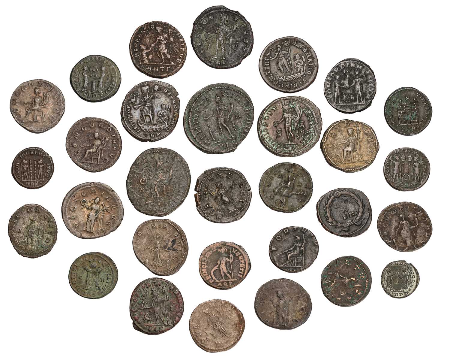 Roman Imperial, 30x Antoniniani, Maiorinae, Folles etc. including: 5x silver antoniniani: (2x) - Image 2 of 2