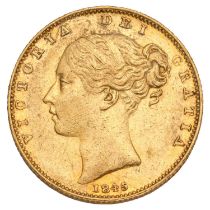 Victoria, Sovereign 1845, spread 4 5 in date (Marsh 28, S.3852) very fine