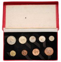 George VI, 'Mid Century' Proof Set 1950, 9 coin set halfcrown to farthing with English and