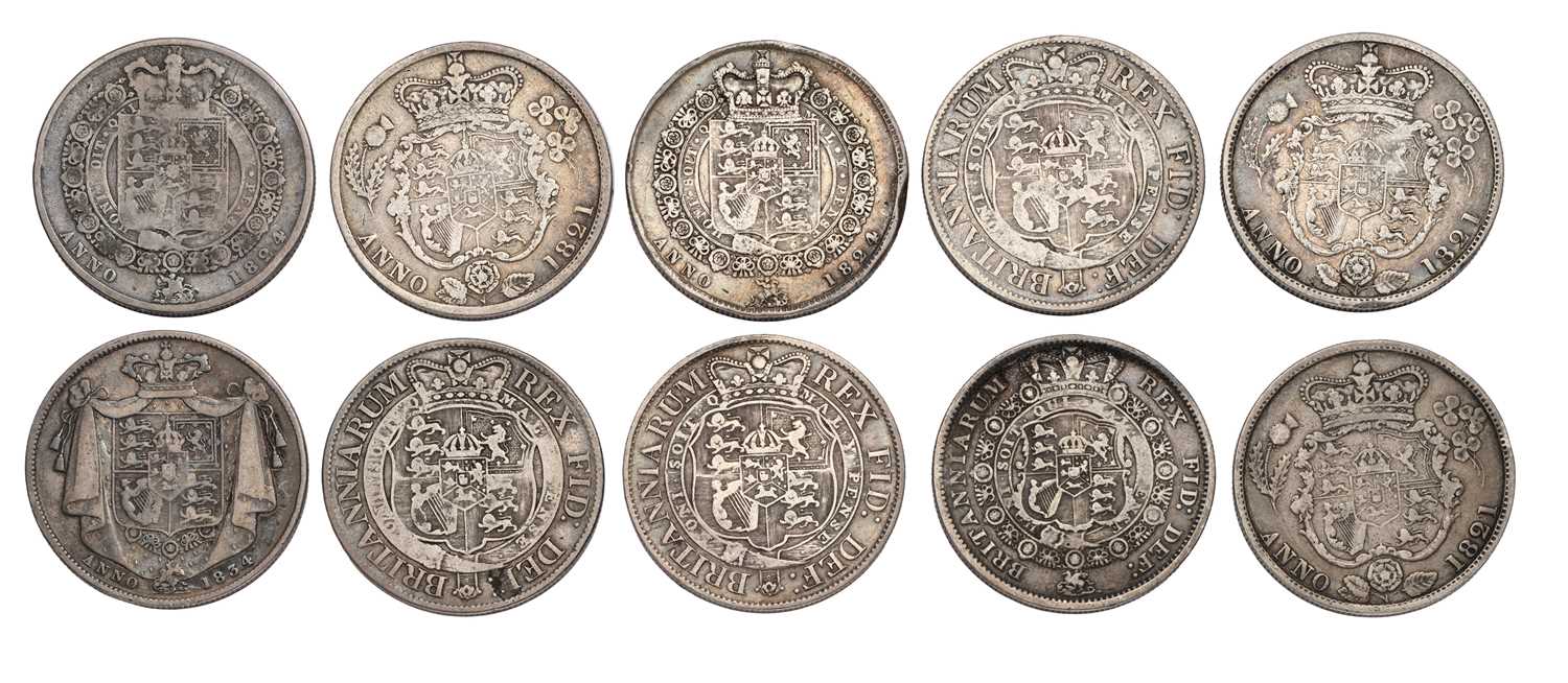 10x Regency Period Halfcrowns, comprising; George III, 1816, (2x) 1819 and 1820; George IV, (3x) - Image 2 of 2