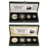 2x UK, Silver Proof Britannia Collections 1997, 4 coin sets comprising; 1oz £2, 1/2oz £1, 1/4oz 50p,