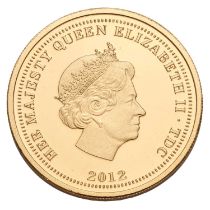 Tristan Da Cunha, Half Sovereign 2012, (.917 gold, 19.3mm, 4g), Elizabeth and The Lion issue;