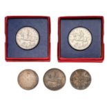 2x George V, Specimen Crowns 1935, housed in original cases of issue, about as struck; together with