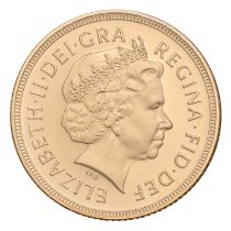 Elizabeth II, Proof Sovereign 2002, with special Golden Jubilee reverse by Timothy Noad;