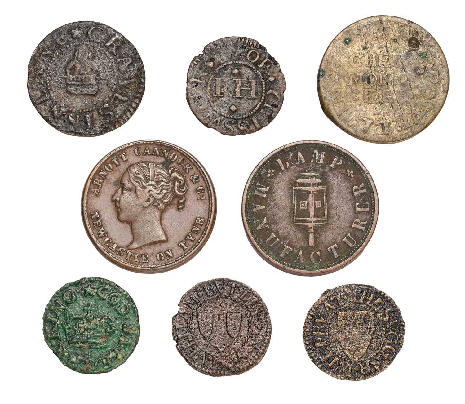 6x 17th Century Trade Tokens, to include; Durham, Barnard Castle, Michael Alderson farthing (W 2)