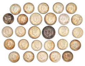 Australia and Straits Settlements Silver Coinage, 28 coins all George VI issues to include;