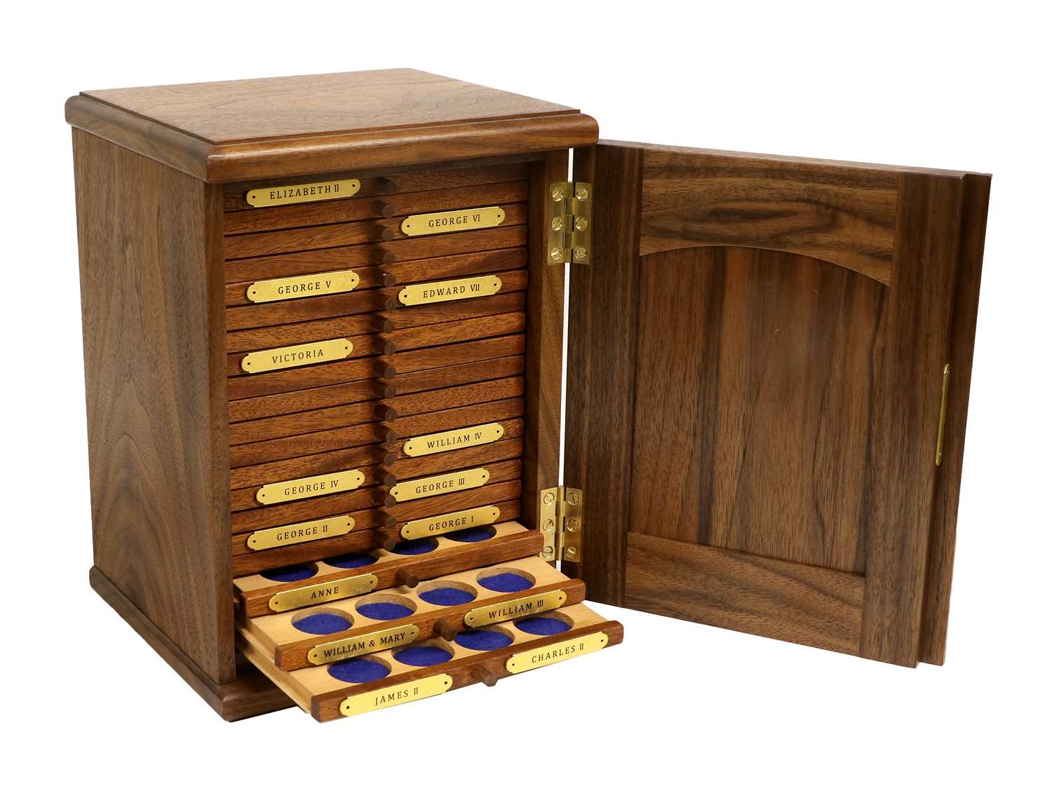 2x Coin Collectors Cabinets, one suitable for halfcrown size and lower the other shilling size and - Image 2 of 3