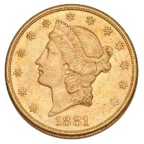 USA, 'Double Eagle' $20 1881S, San Fransico Mint, (.900 gold, 34mm, 33.42g), obv. liberty facing