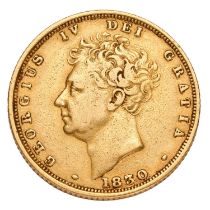 George IV, Sovereign 1830 (Marsh 10, S.3801); rated scarce in Marsh, good fine