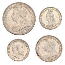 Victoria, Shilling 1900 (S.3940A) about uncirculated; together with, Victoria, sixpence 1900 (S.