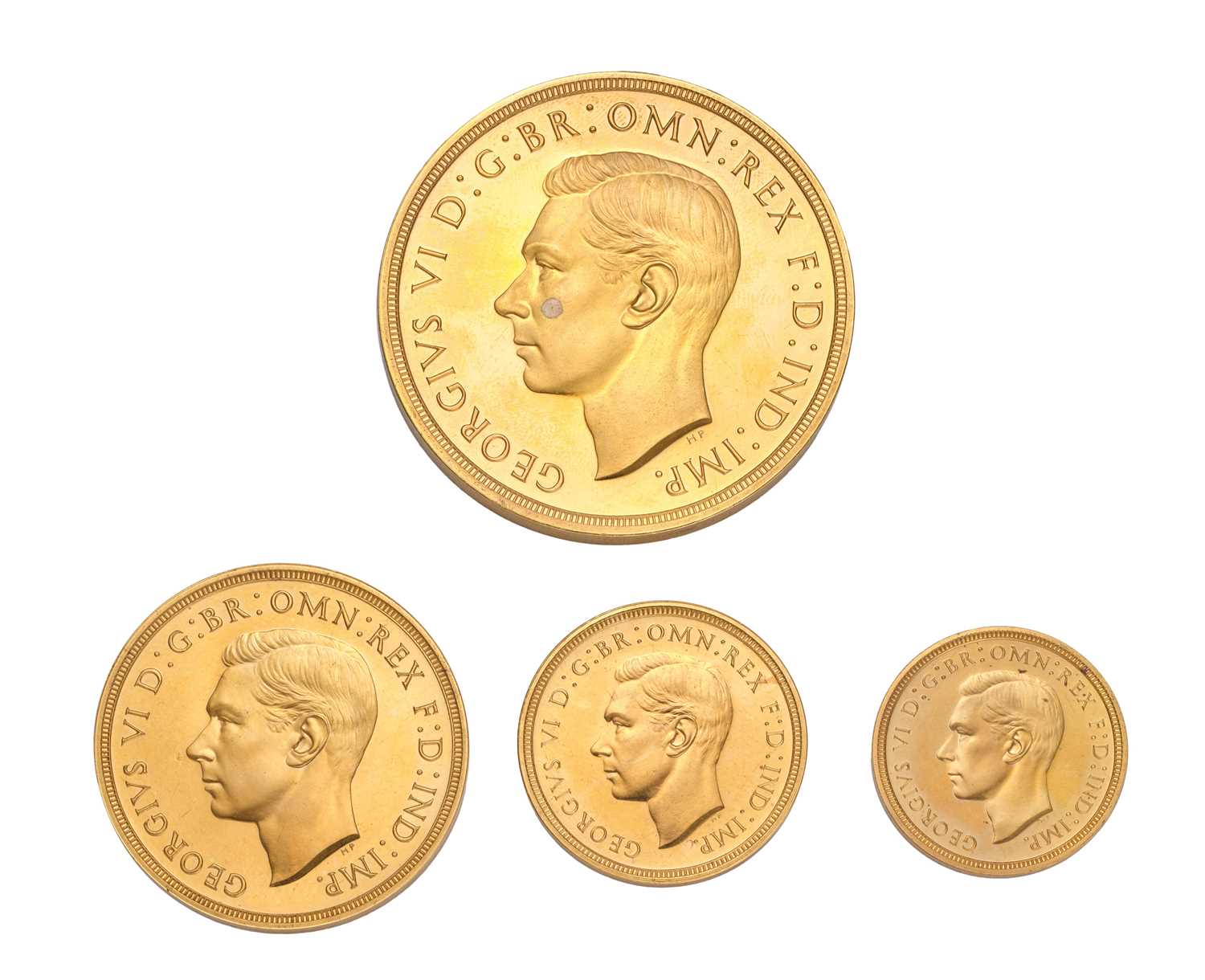 George VI, 'Coronation' Gold Proof Set 1937, 4 coins comprising: five pounds, two pounds, - Image 3 of 15
