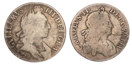 2x 17th Century Crowns, comprising; Charles II, 1668 VICESIMO, second bust, (Bull 373, ESC 36, S.