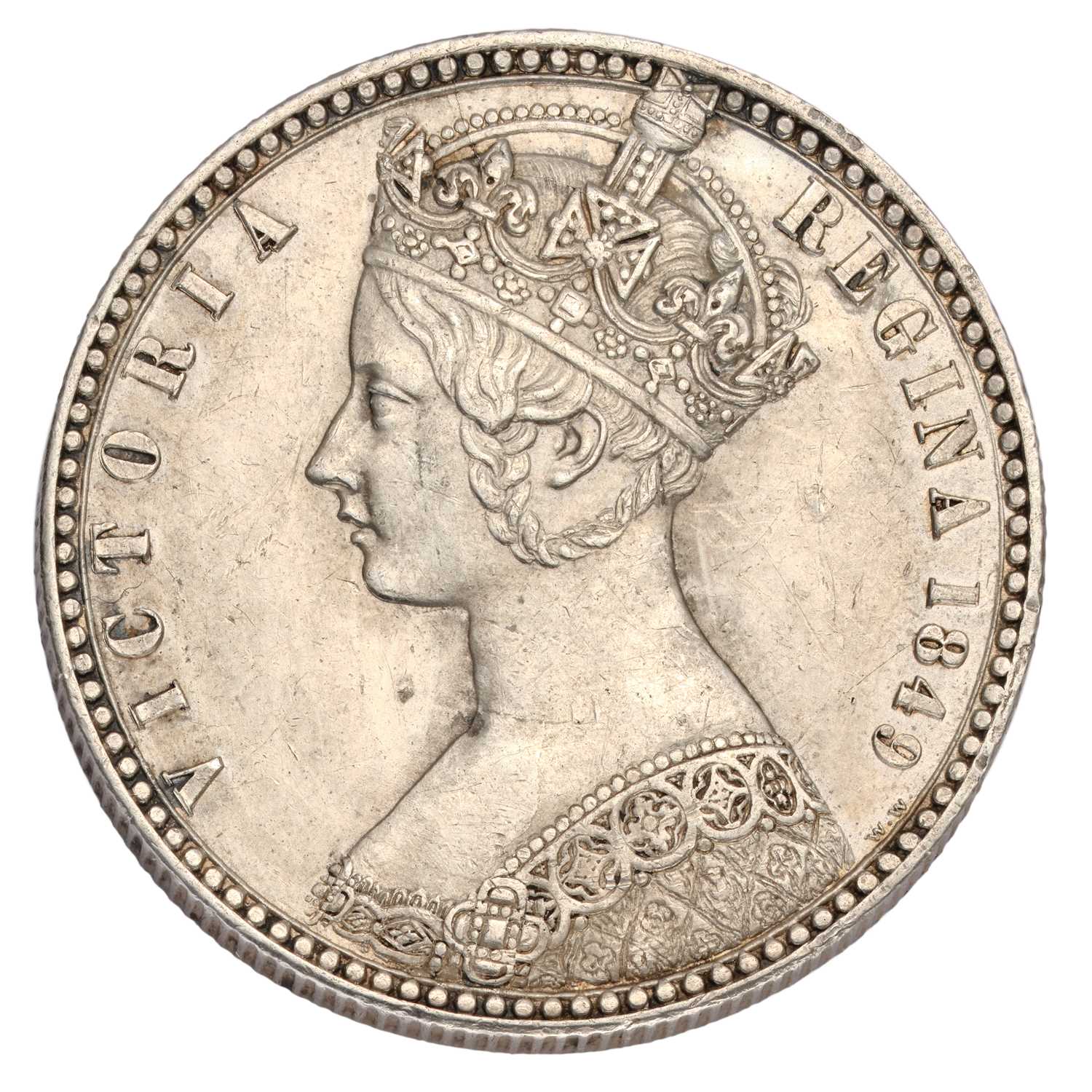 Victoria, 'Godless' Florin 1849 (Bull 2815, ESC 802, S.3890) evidence of cleaning o/wise about