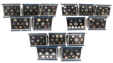 15x UK Proof Sets, to include; 1983, 1985, 1986, 1987, 1989, 1990, 1991, 1992, 1993, 1994, 1996,