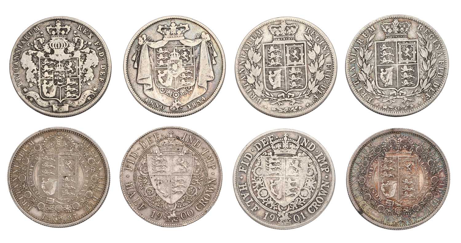 8x UK Silver Halfcrowns, comprising: George IV, 1828 key date, near fine; William IV, 1834 near - Image 2 of 2