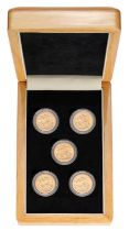 King George V, Five Coin Sovereign Mint Mark Set, containing 5x 1911 sovereigns struck by