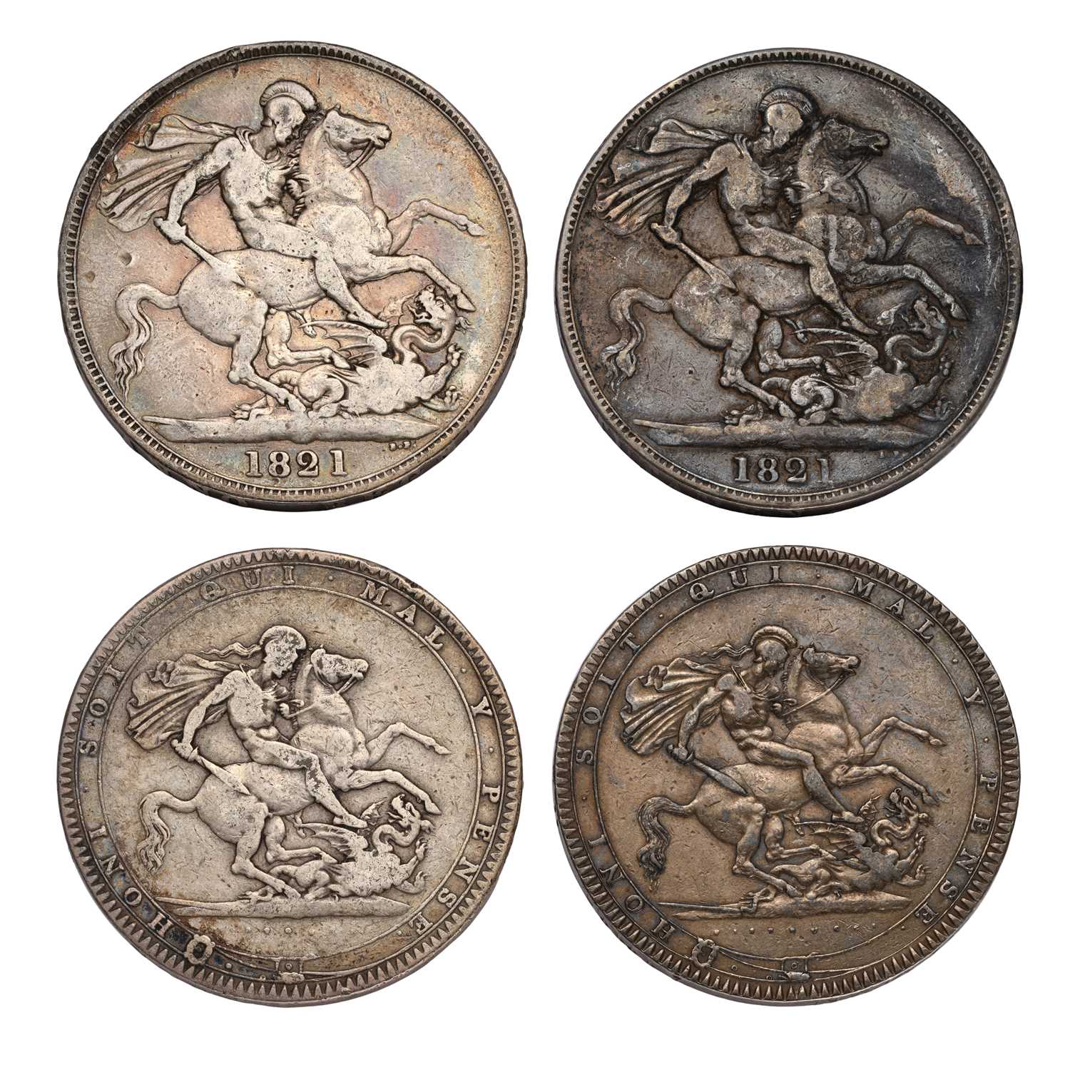 4x Regency Period Crowns, to include; (2x) George III, 1820LX (both S.3787); and, (2x) George IV, - Image 2 of 2