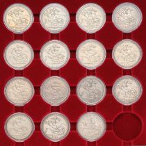 15x UK Silver Crowns, comprising; Victoria, full date run 1887-1900 inclusive, most of the coins