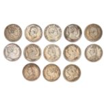 13x 19th Century Halfcrowns, to include; George III, (2x)1816 one cleaned, (2x) 1817 large and small