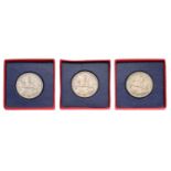 3x George V, Crowns 1935, all specimen issues (Bull 3652, ESC 376, S. 4049) all housed in original