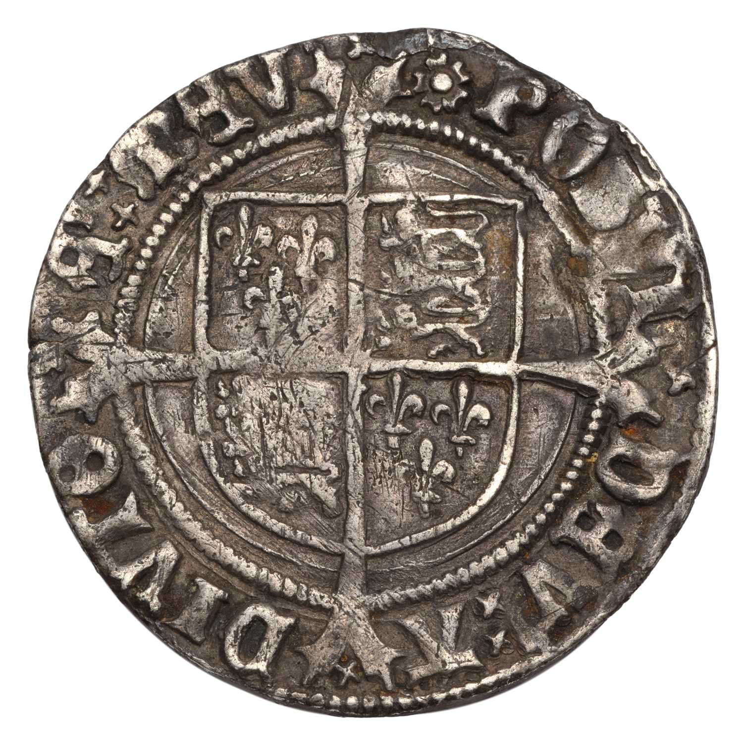 Henry VIII, Groat, 2.63g, second coinage, mm. rose, laker bust D, (N.1797, S.2337E), small scratch - Image 2 of 2