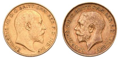 2x Half Sovereigns, to include; Edward VII, 1910 good fine and George V, 1912 very fine