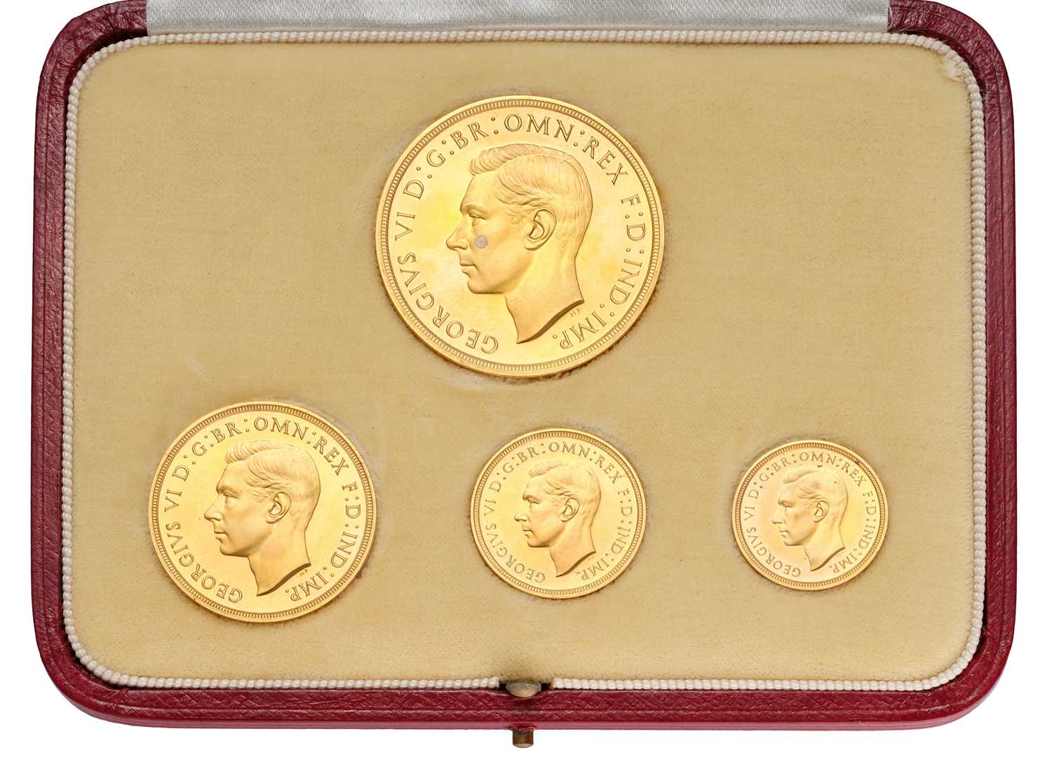 George VI, 'Coronation' Gold Proof Set 1937, 4 coins comprising: five pounds, two pounds,
