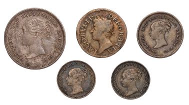 Selection of Maundy Oddments, 5 coins comprising; James II, 2d 1686 (S.3414) good fine; and