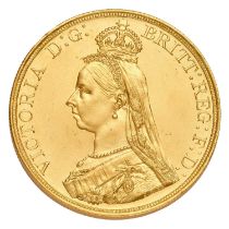 Victoria, Five Pounds 1887, (Marsh F30, S.3864); tested to 22ct, hairlines and one or two minor