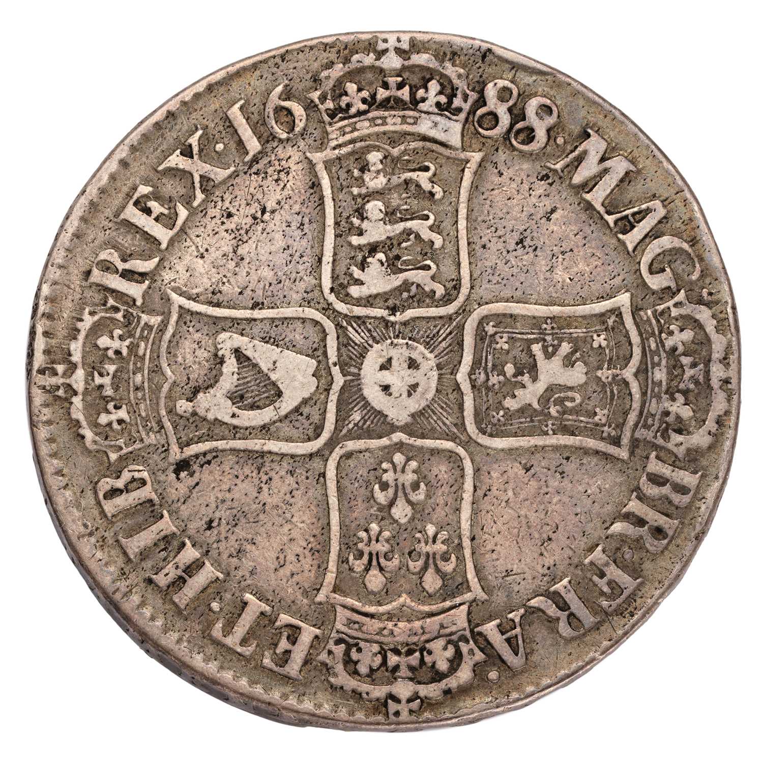 James II, Crown 1688/7, QVARTO, second draped bust (Bull 747, ESC 81, S.3407) struck slightly off- - Image 2 of 2