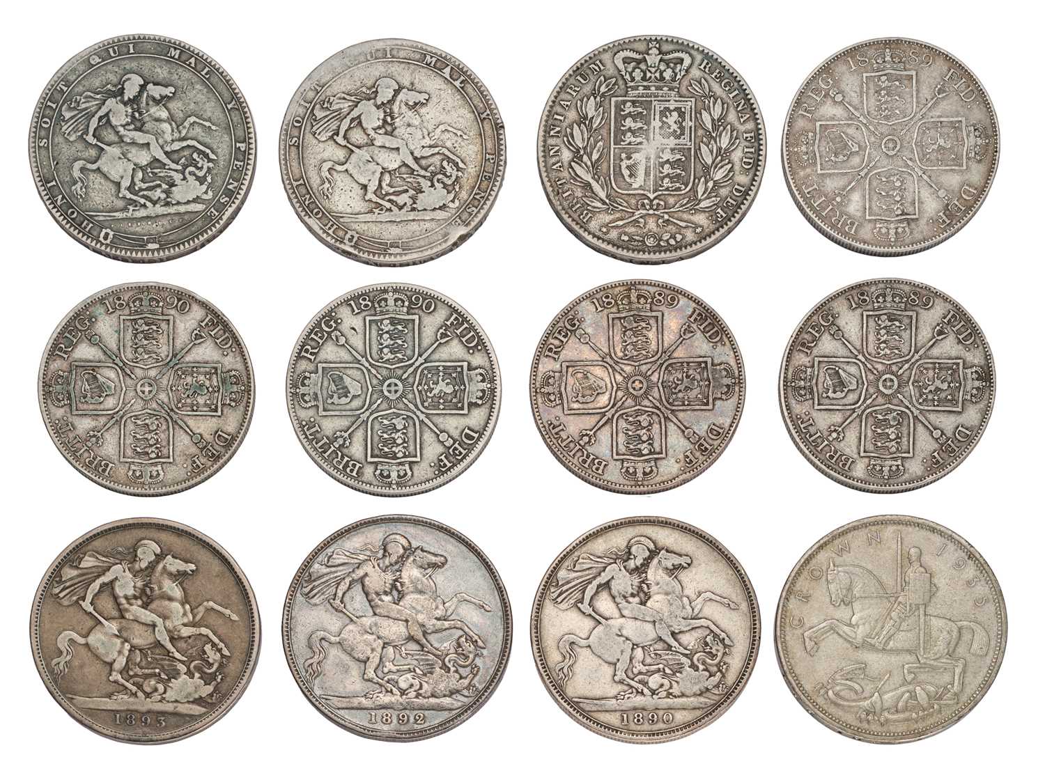 Assorted Crowns and Double Florins, to include; 7x crowns, (2x) George III 1819 LIX; Victoria, - Image 2 of 2