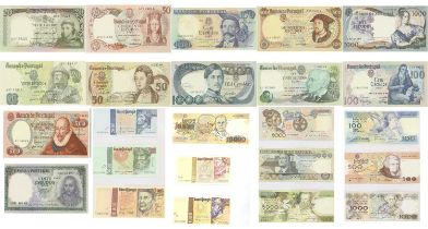 Portugal, Banknote Collection; 24 banknotes in total, dating from 1960 to pre-euro, highlights