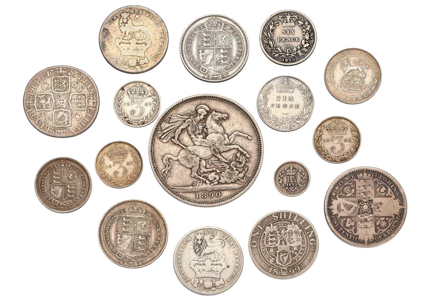 Small Assortment of British Silver Coinage; 16 coins, highlights include, George I, shilling 1723, - Image 2 of 2