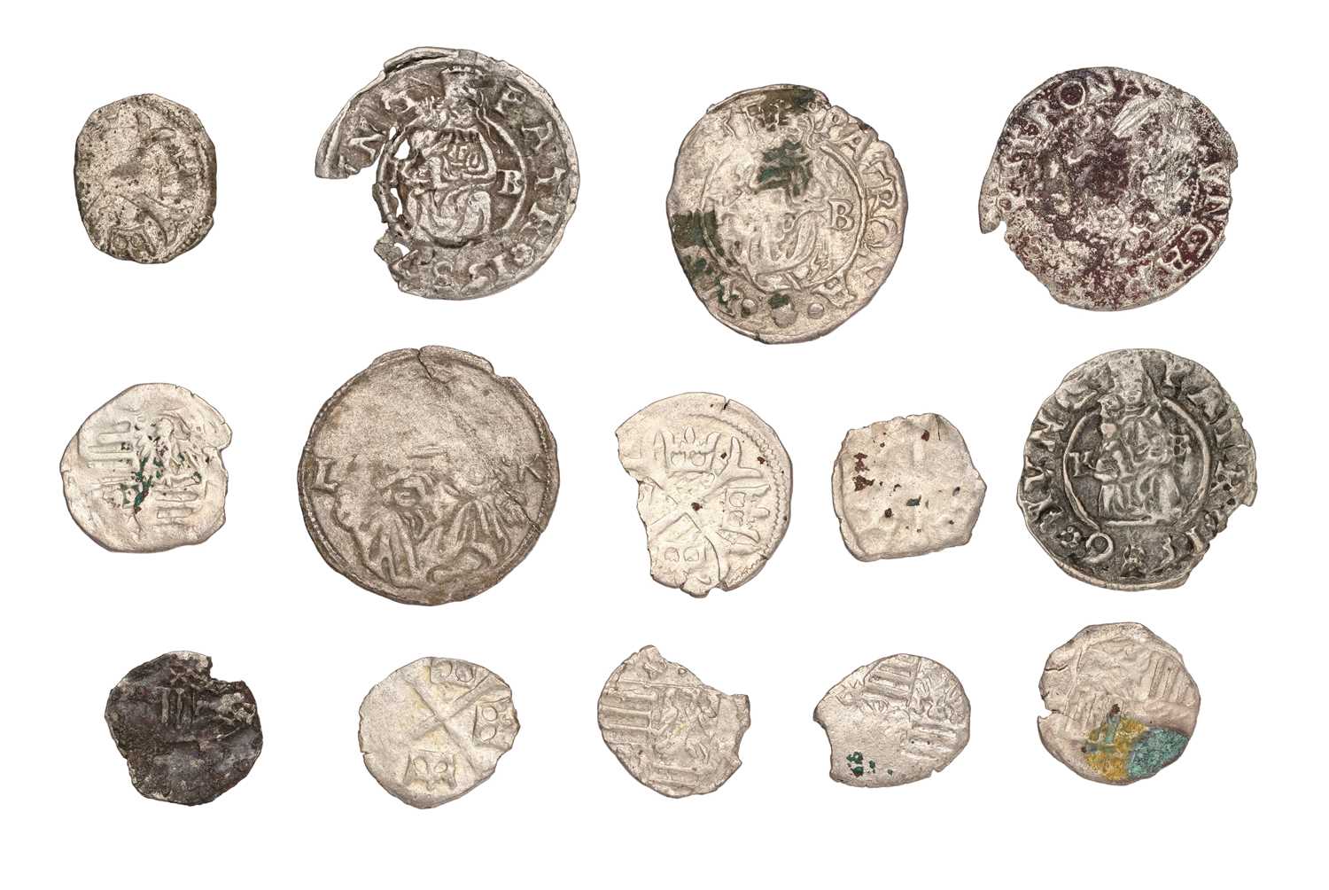 Hungary, Assorted Hammered Coins, 14 comprising: 5x denars: Lajos II 1522, Janos Szapolyai 1529,