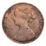 Victoria, Penny 1861, Missing Leaf Variant, Freeman dies 4+D, Gouby F+d, 14 leaves in wreath, minute