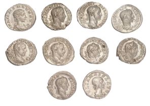 10x Roman Imperial Denarii, all 3rd-century issues comprising 3x Elagabalus, 1x Julia Maesa, 5x