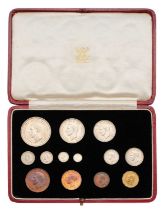 George VI, 'Coronation' Proof Set 1937, 13 coins, missing English shilling and threepence, presented