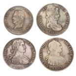 Assortment of Spanish Empire Silver Coinage; 4 coins comprising; Charles IV, 8 Reales 1793, Potosi
