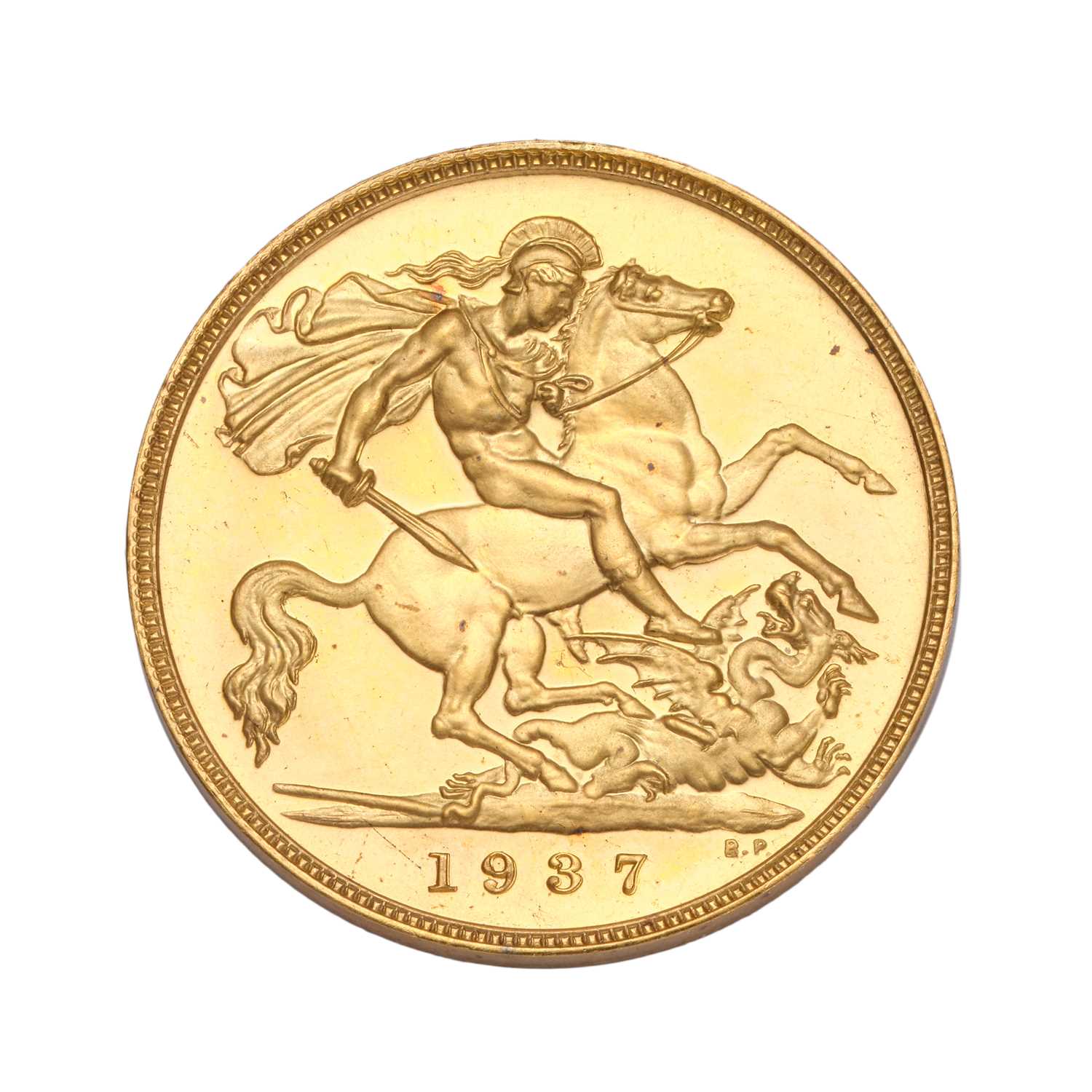 George VI, 'Coronation' Gold Proof Set 1937, 4 coins comprising: five pounds, two pounds, - Bild 11 aus 15